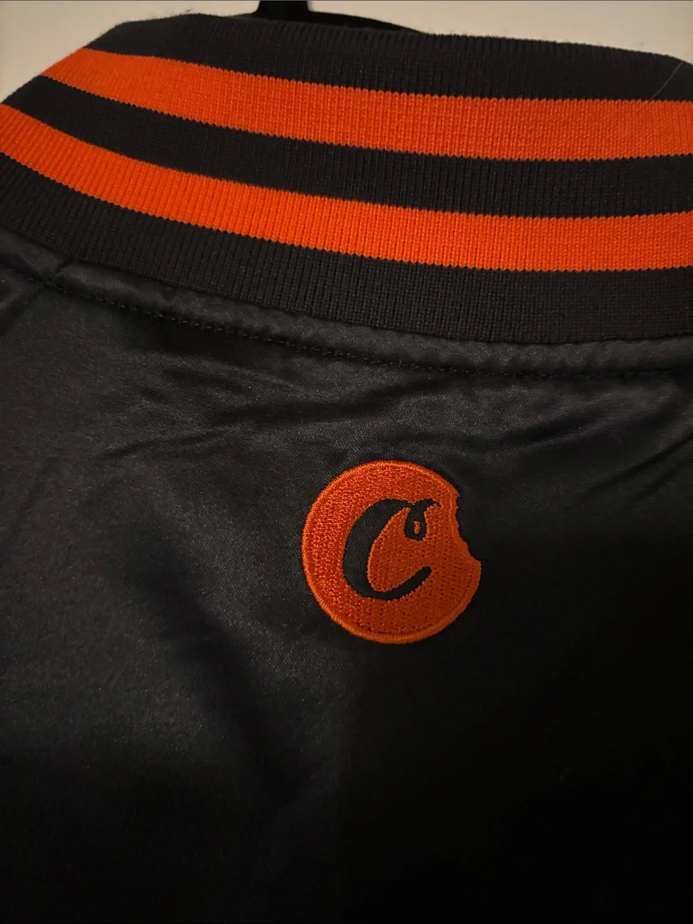 Men’s Variant COOKIES Black Satin Jacket with Orange Trim